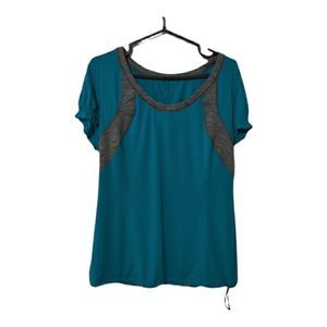 Lululemon teal blue & grey Revitalize Tech short sleeve shirt size large